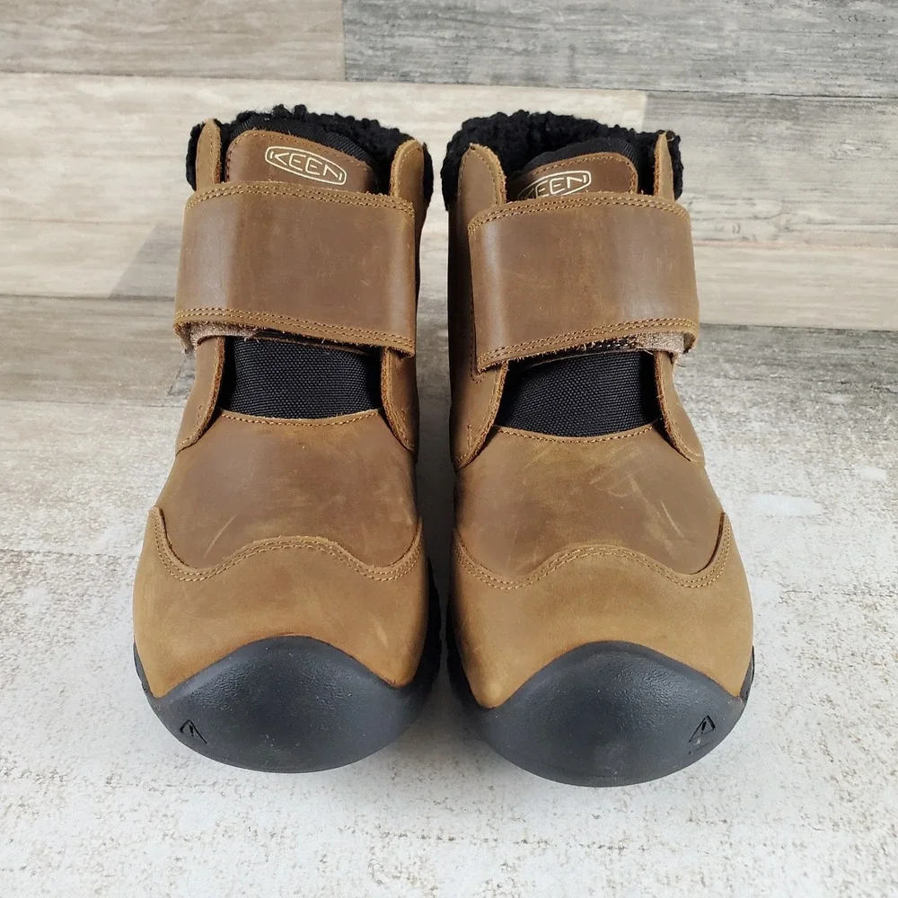 Keen Kootenay IV Kids Shoes Sz 3 Toasted Coconut Vapor Leather Lined Waterproof